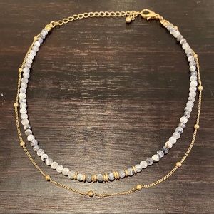 Gold & Gray Marble Beaded Choker